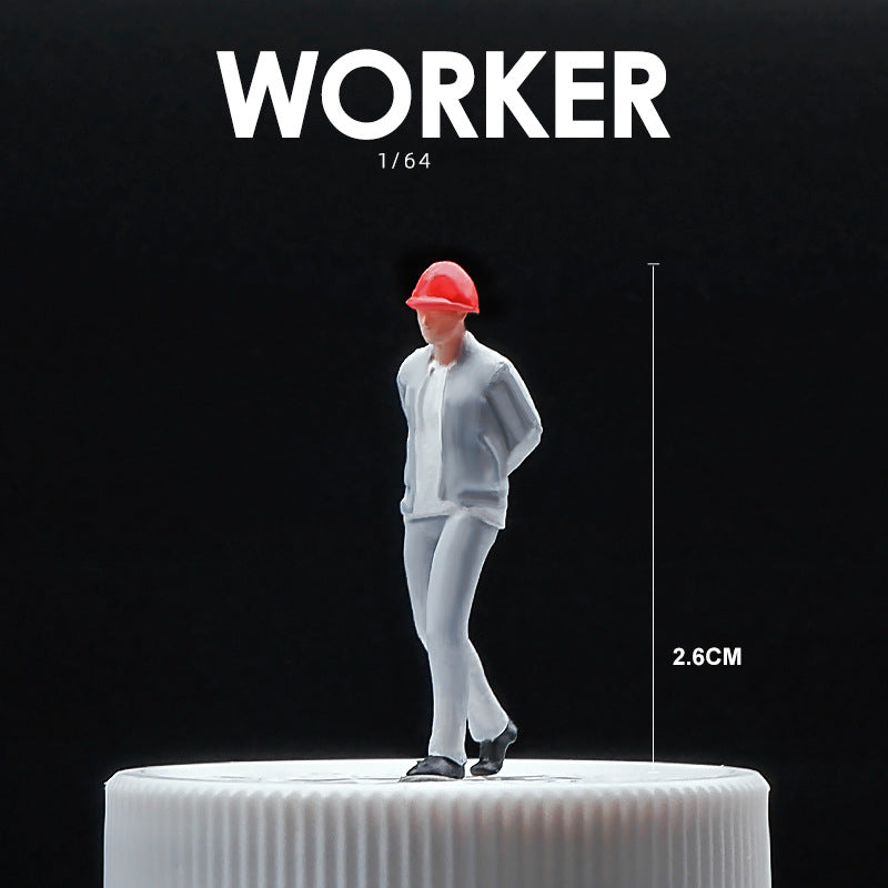 1:64 Simulation construction worker, contractor, doll model creative mini figure figure decorative ornament scene