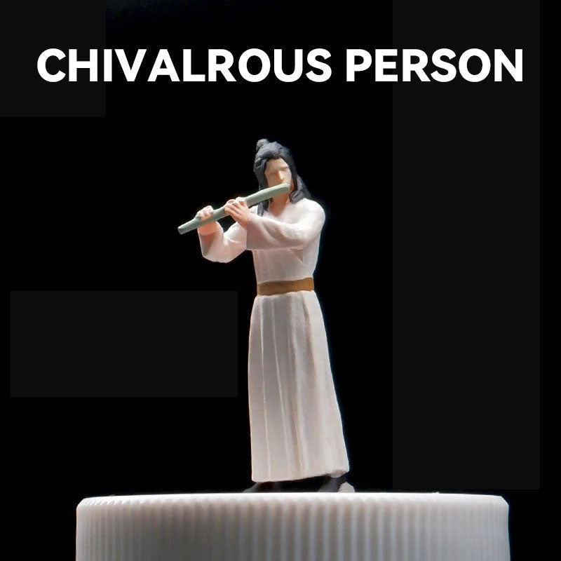 Young man in ancient clothing, Hanfu miniature doll model 1/64 mini villain 3D three-dimensional figure micro-shot prop