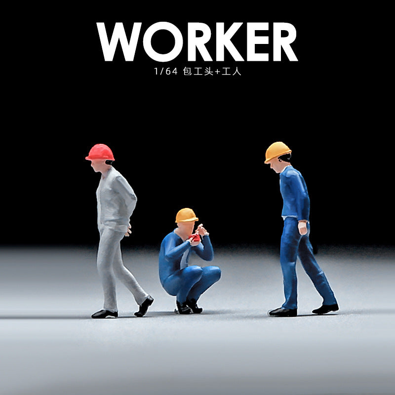 1:64 Simulation construction worker, contractor, doll model creative mini figure figure decorative ornament scene