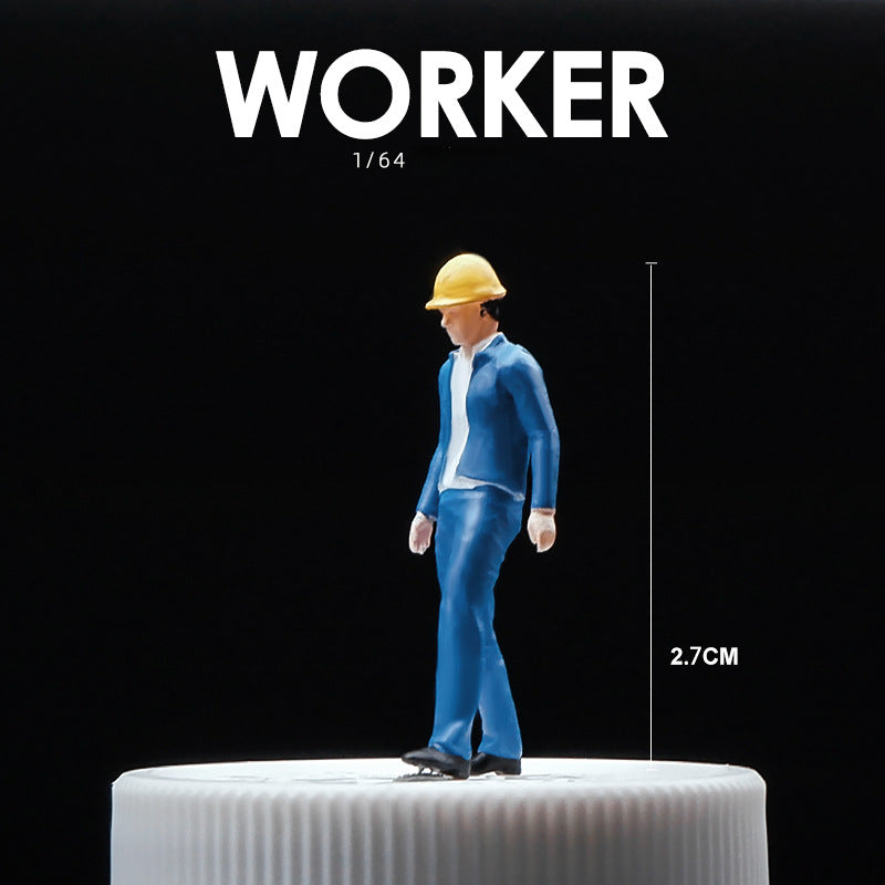 1:64 Simulation construction worker, contractor, doll model creative mini figure figure decorative ornament scene