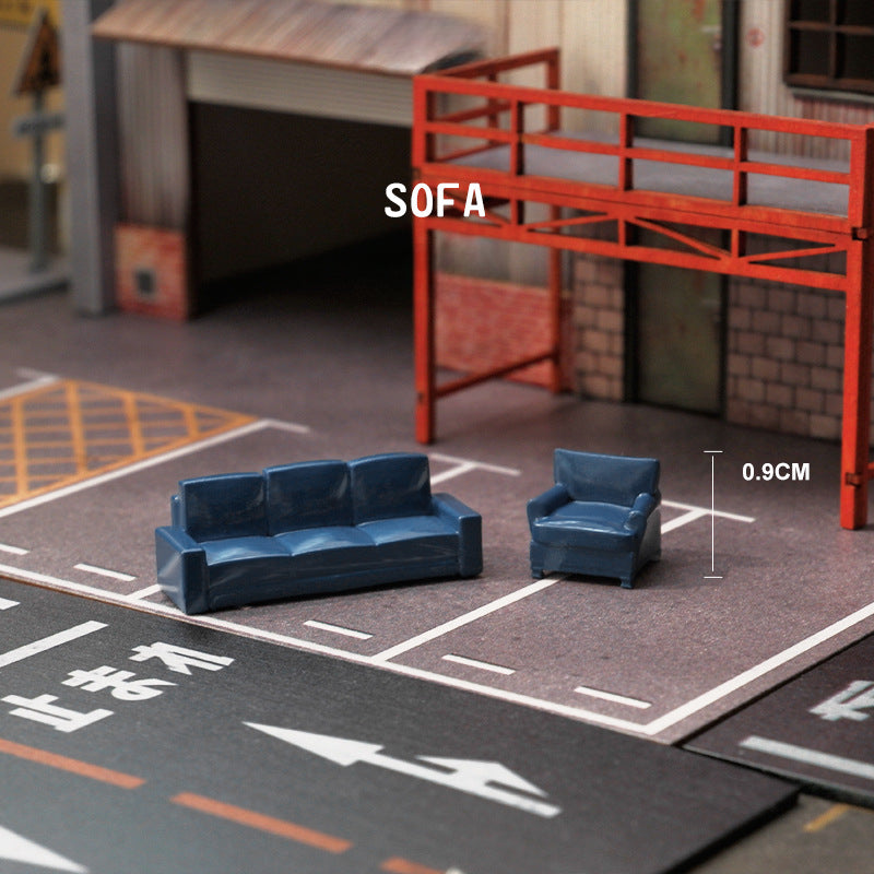 Simulation three-dimensional mini sofa oil drum color accessories miniature doll resin model ornament sand table landscaping props