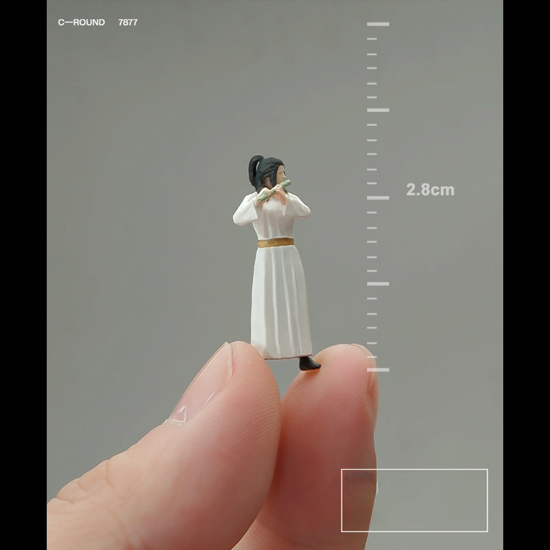 Young man in ancient clothing, Hanfu miniature doll model 1/64 mini villain 3D three-dimensional figure micro-shot prop