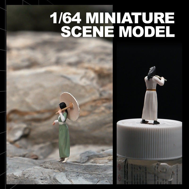 Young man in ancient clothing, Hanfu miniature doll model 1/64 mini villain 3D three-dimensional figure micro-shot prop
