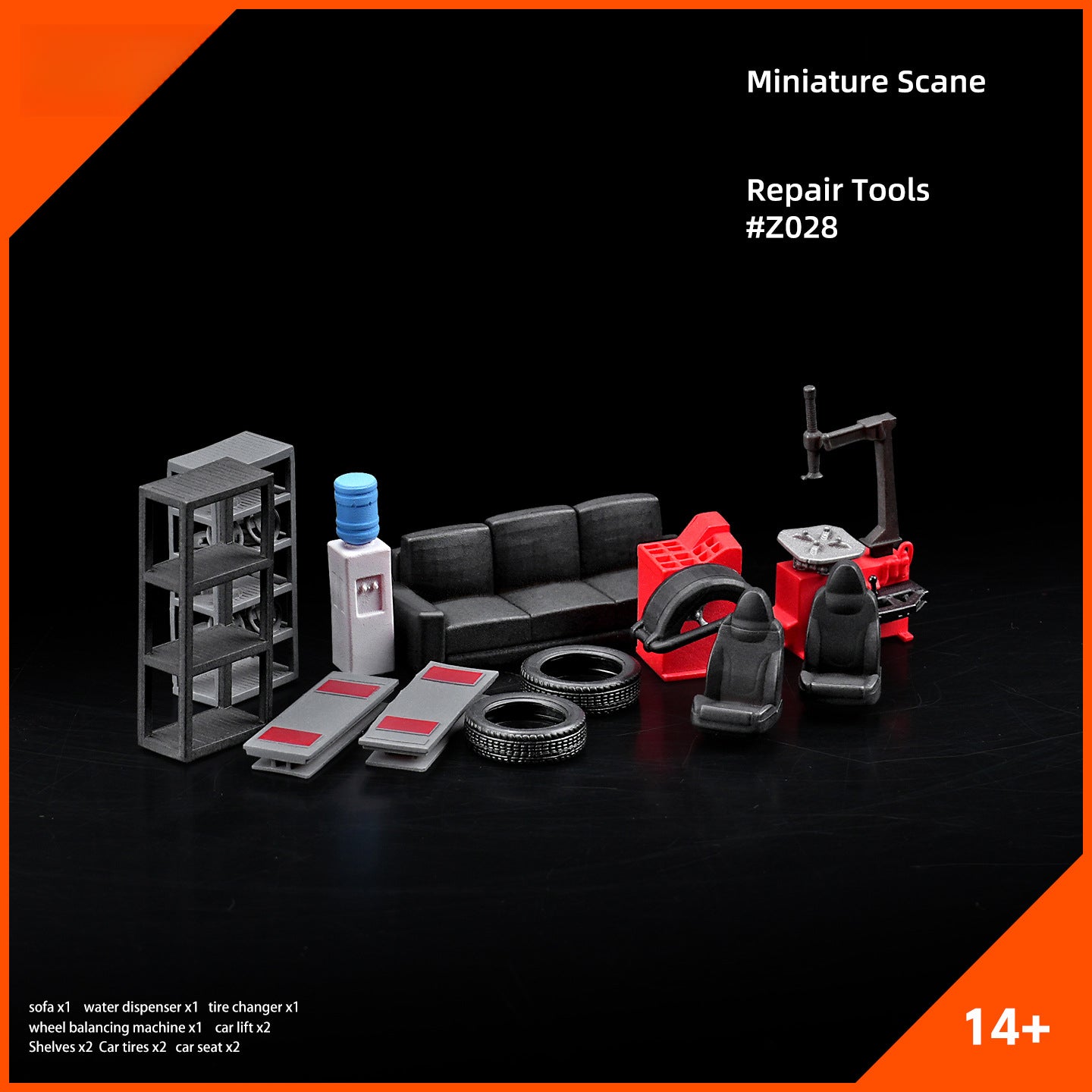 1:64 Simulation car maintenance tool set model resin color finished product DIY decorative three-dimensional accessories mini