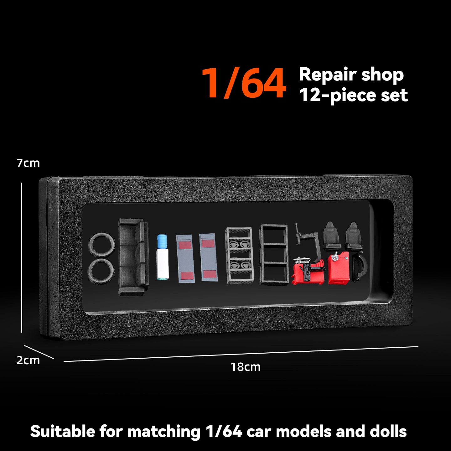 1:64 Simulation car maintenance tool set model resin color finished product DIY decorative three-dimensional accessories mini