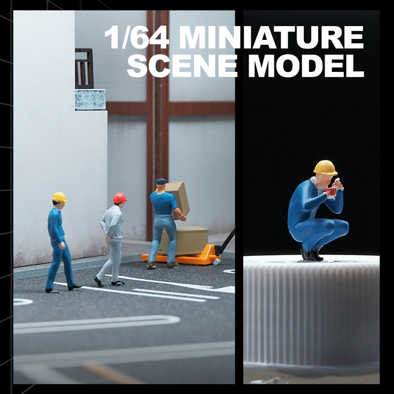 1:64 Simulation construction worker, contractor, doll model creative mini figure figure decorative ornament scene