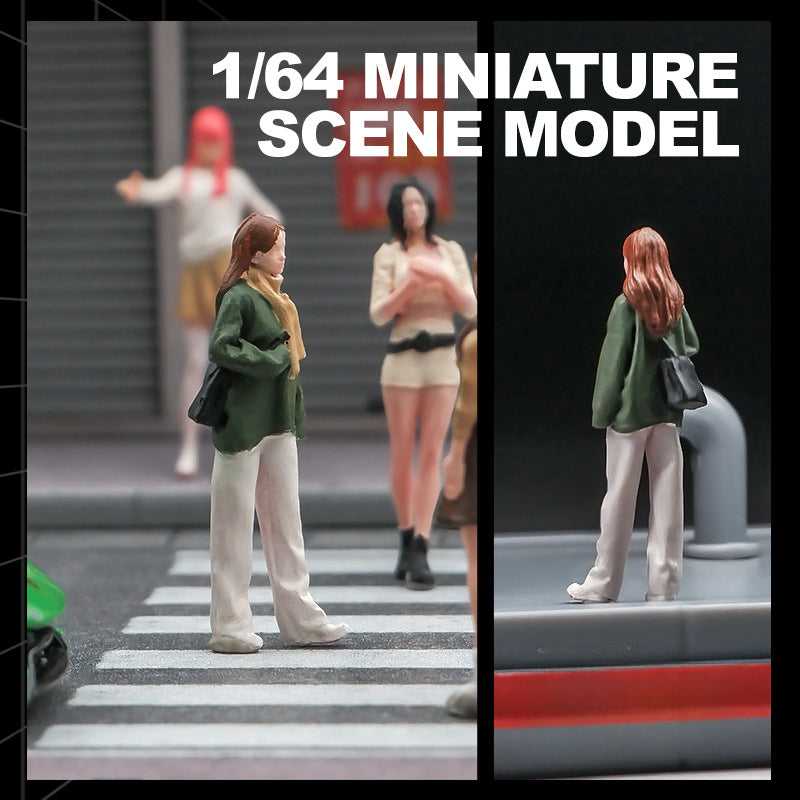 1:64 Trend scarf girl miniature doll