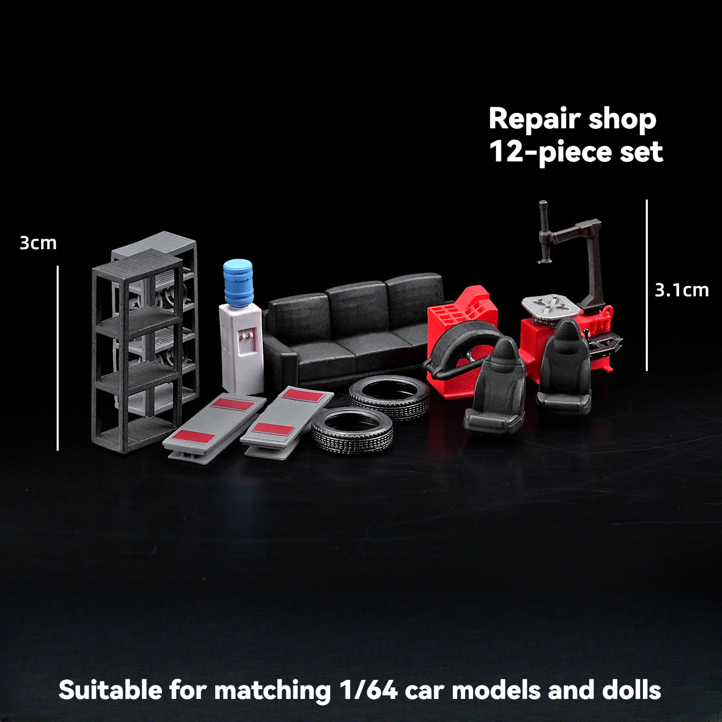 1:64 Simulation car maintenance tool set model resin color finished product DIY decorative three-dimensional accessories mini