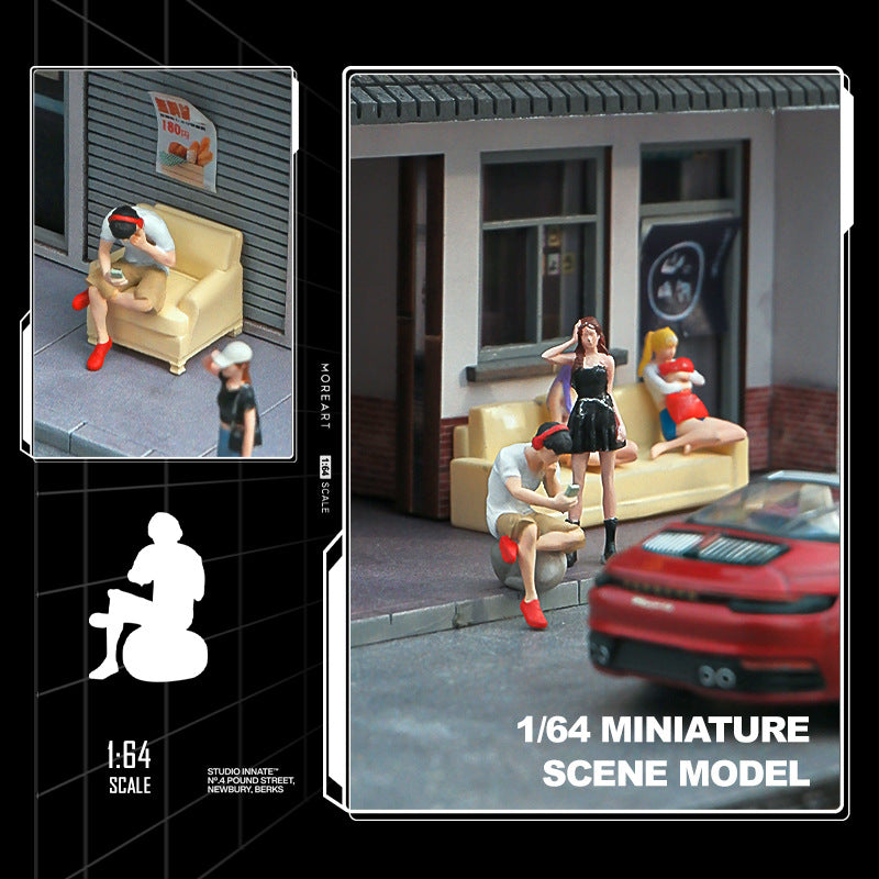 Simulation three-dimensional mini sofa oil drum color accessories miniature doll resin model ornament sand table landscaping props