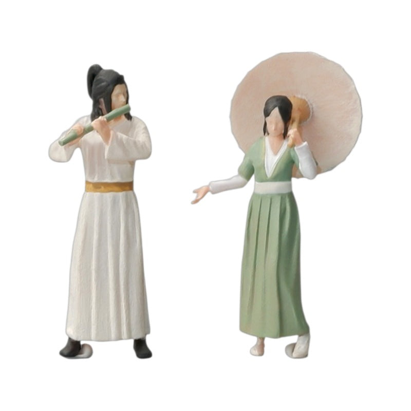 Young man in ancient clothing, Hanfu miniature doll model 1/64 mini villain 3D three-dimensional figure micro-shot prop