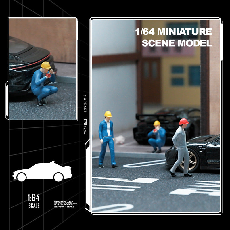 1:64 Simulation construction worker, contractor, doll model creative mini figure figure decorative ornament scene