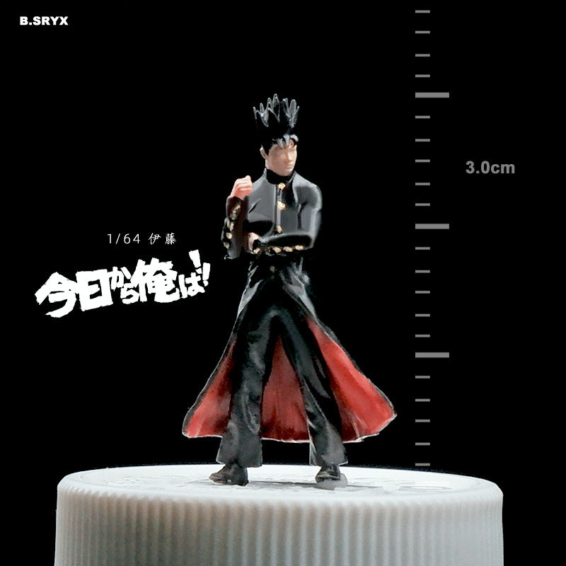 Microscopic color doll miniature doll figure model 1:64 micro-shot villain resin food game three-dimensional shooting prop