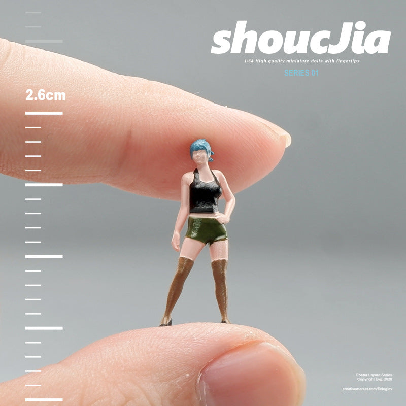 1/64 Simulation miniature resin doll model color mini villain three-dimensional collection sand table micro-shot ornament