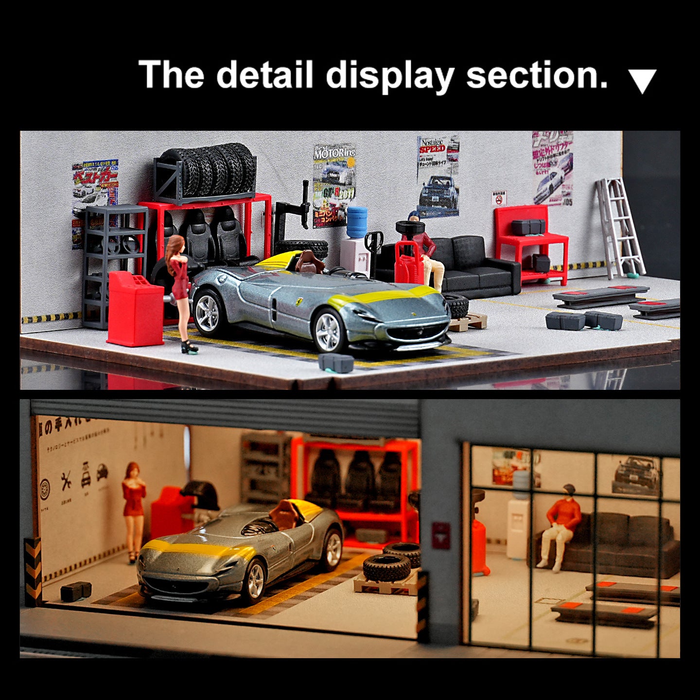 1:64 Simulation car maintenance tool set model resin color finished product DIY decorative three-dimensional accessories mini