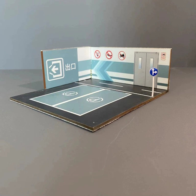 Miniature parking lot platform model 64 scale double parking space car model locomotive model scene sand table decoration ornament