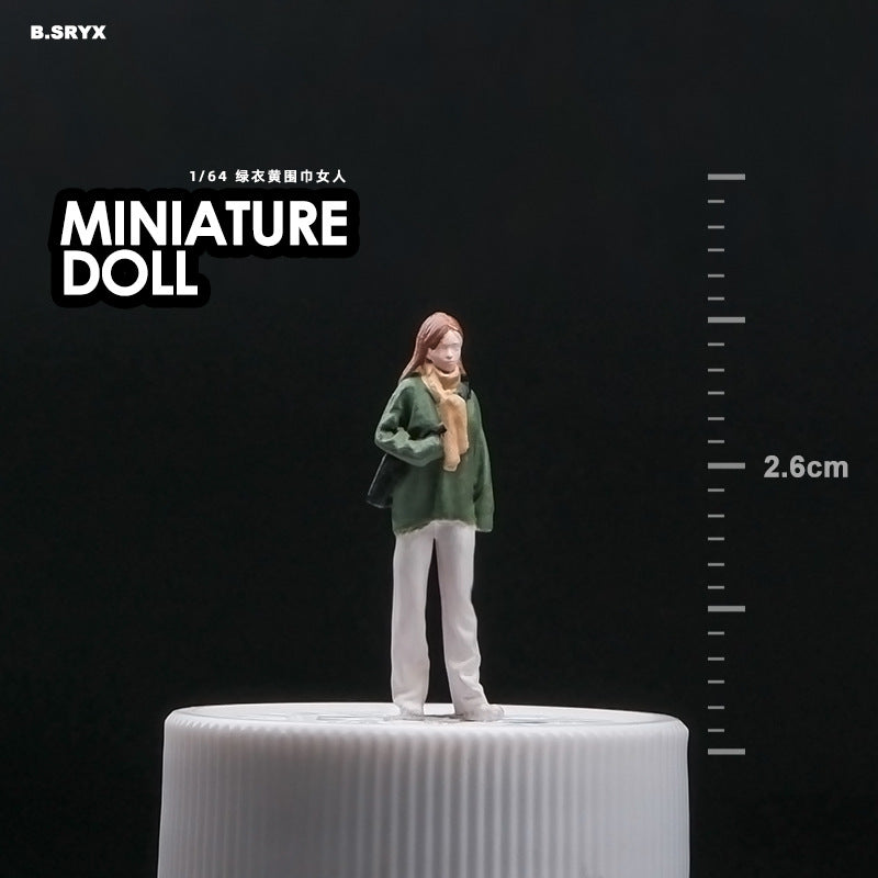 1:64 Trend scarf girl miniature doll