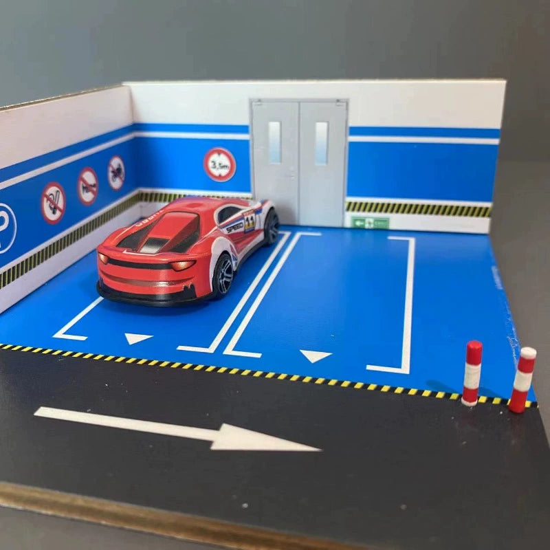 Miniature parking lot platform model 64 scale double parking space car model locomotive model scene sand table decoration ornament