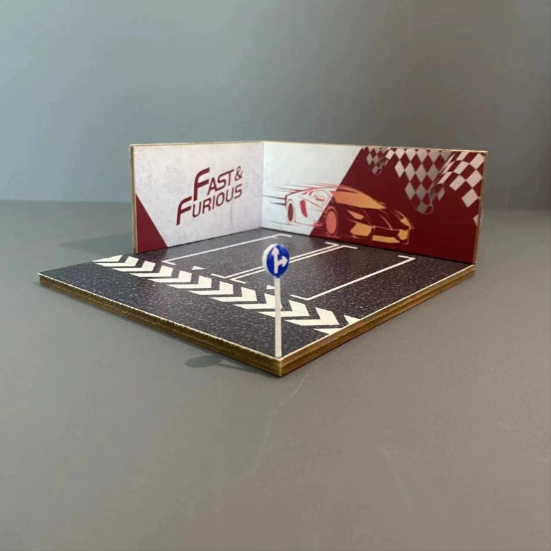 Miniature parking lot platform model 64 scale double parking space car model locomotive model scene sand table decoration ornament