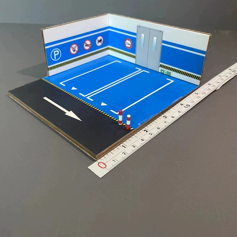 Miniature parking lot platform model 64 scale double parking space car model locomotive model scene sand table decoration ornament