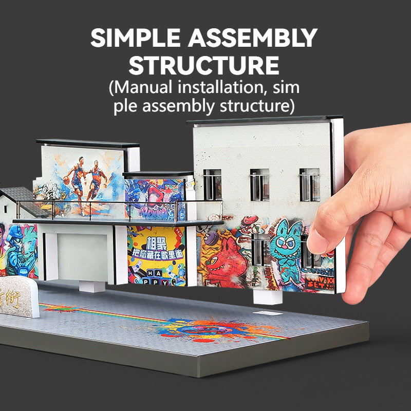 1:64 Simulation Street View with Lights Parking Lot Model Scene Garage Model Acrylic Display Box Dust Box Ornament