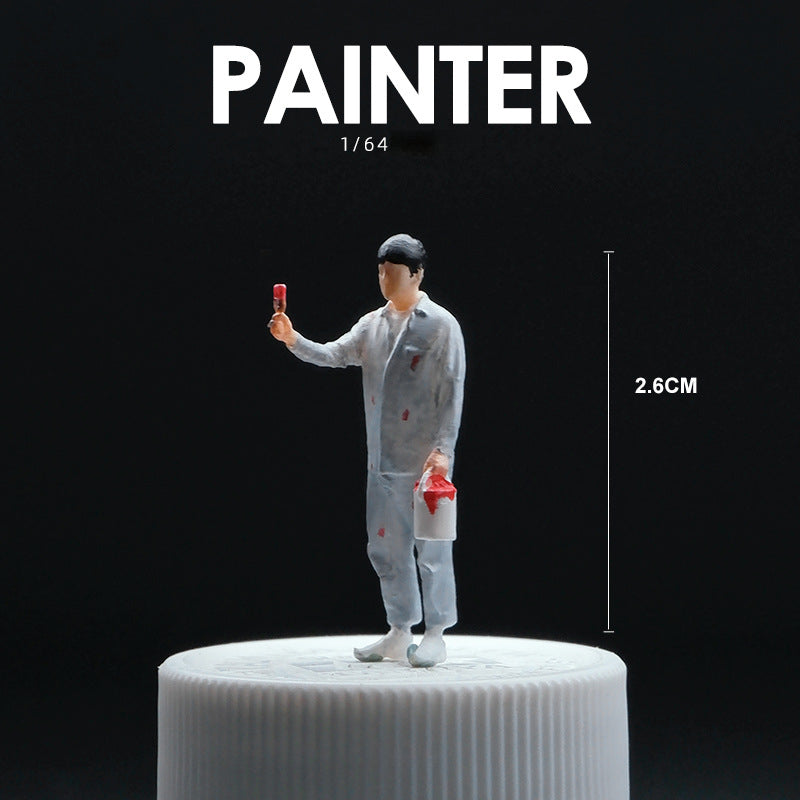 1:64 Simulation construction worker, contractor, doll model creative mini figure figure decorative ornament scene