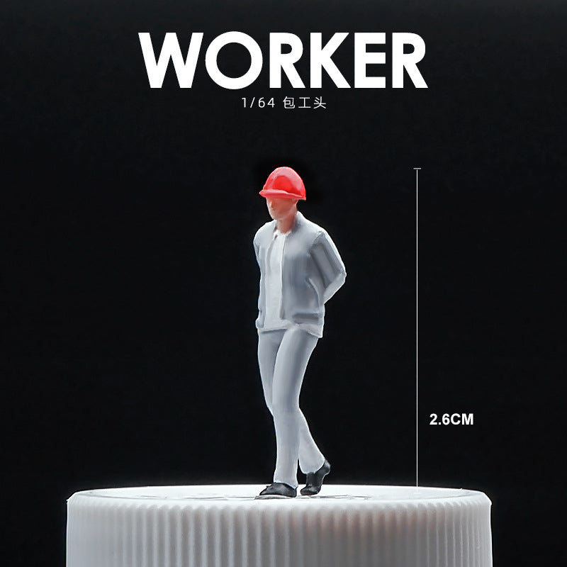 1:64 Simulation construction worker, contractor, doll model creative mini figure figure decorative ornament scene
