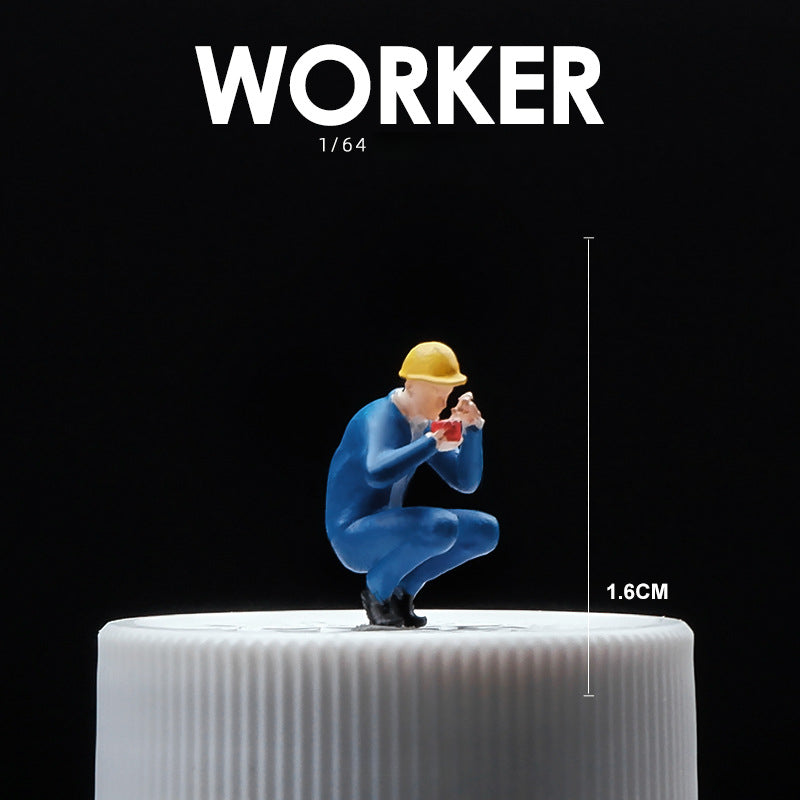 1:64 Simulation construction worker, contractor, doll model creative mini figure figure decorative ornament scene
