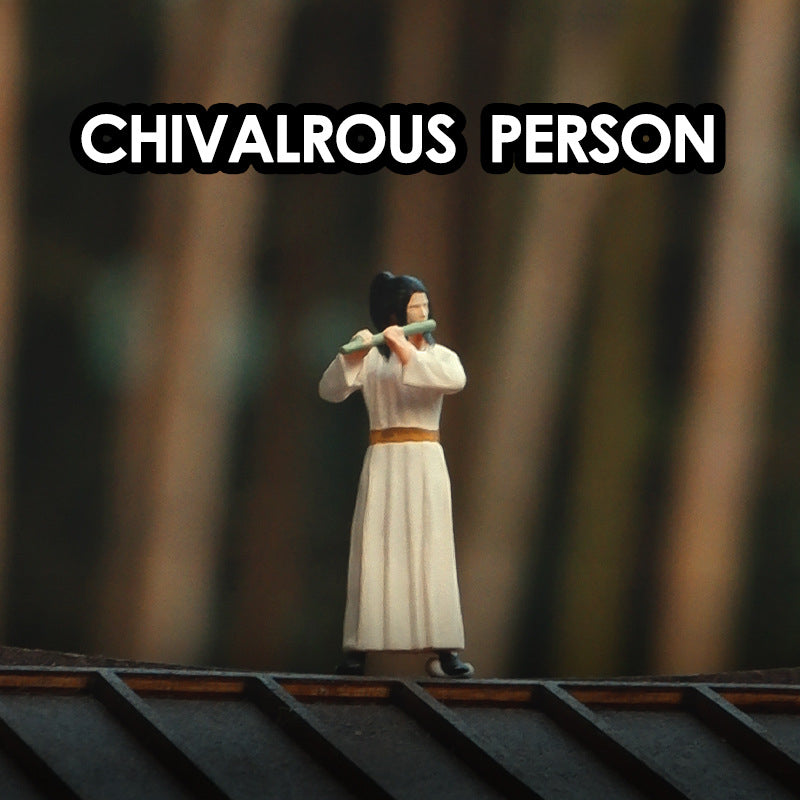 Young man in ancient clothing, Hanfu miniature doll model 1/64 mini villain 3D three-dimensional figure micro-shot prop