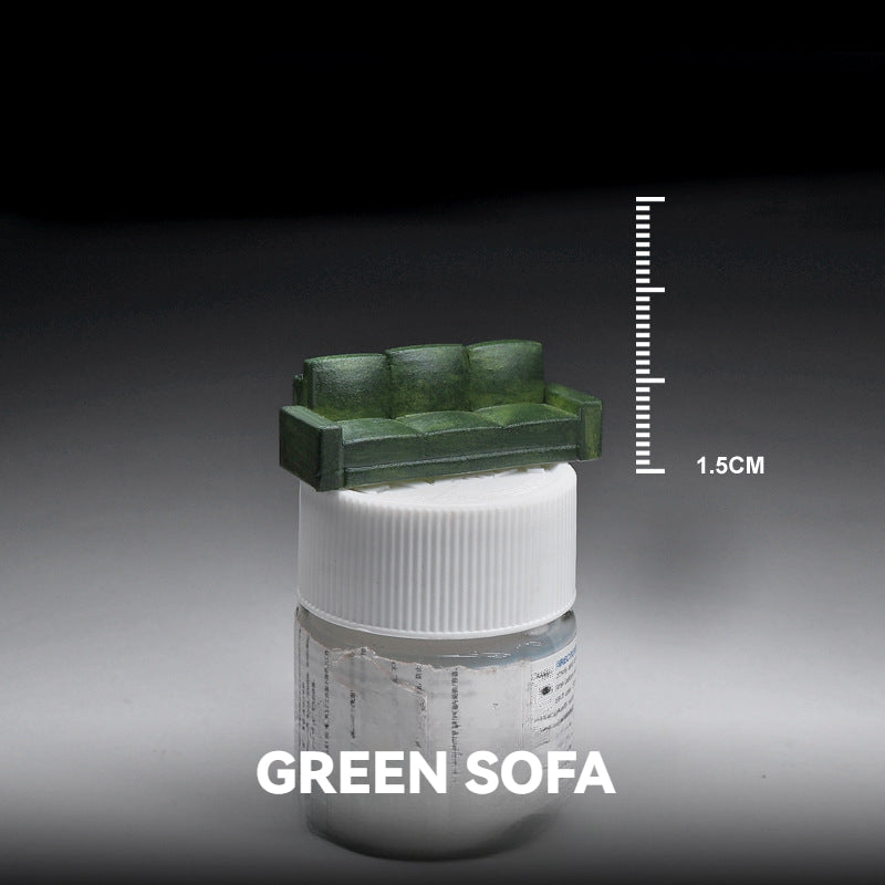 Simulation three-dimensional mini sofa oil drum color accessories miniature doll resin model ornament sand table landscaping props