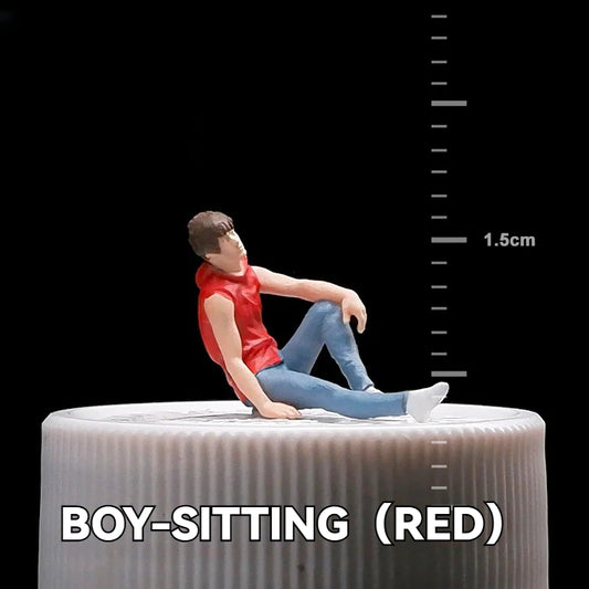 1:64 Boy-Sitting（red）丨‌Figure Model Series丨Exquisite Miniature Figure Model