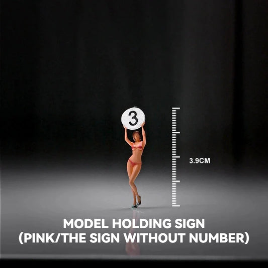1:64Model-Holding Sign（pink/the sign without number）丨‌Figure Model Series丨Exquisite Miniature Lady Model