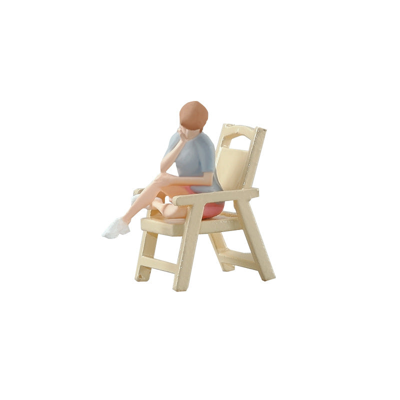 1:64 simulated pink shorts girl character model resin decoration creative decoration figure tide play ornament