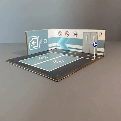 Miniature parking lot platform model 64 scale double parking space car model locomotive model scene sand table decoration ornament
