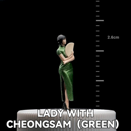 1:64 Lady With Cheongsam（green）丨‌Figure Model Series丨Exquisite Miniature Figure Model