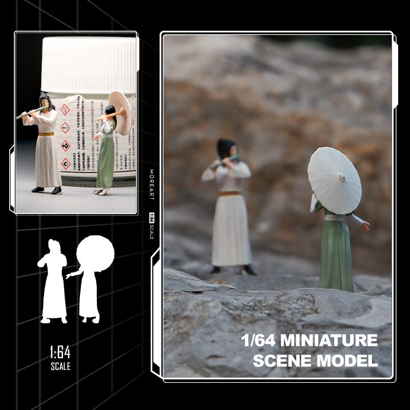 Young man in ancient clothing, Hanfu miniature doll model 1/64 mini villain 3D three-dimensional figure micro-shot prop